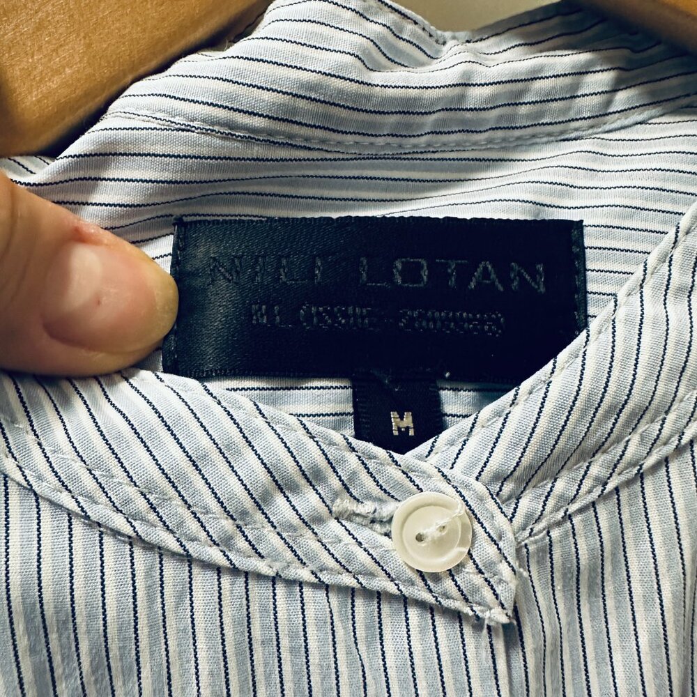 EUC Nili Lotan Faye Blue Striped Button-Up Shirt - Picture 7 of 9